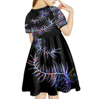 New Zealand Kid Short Sleeve Dress Aotearoa Silver Fern Mixed Papua Shell Purple Vibe - Wonder Print Shop