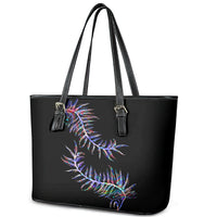 New Zealand Leather Tote Bag Aotearoa Silver Fern Mixed Papua Shell Purple Vibe - Wonder Print Shop