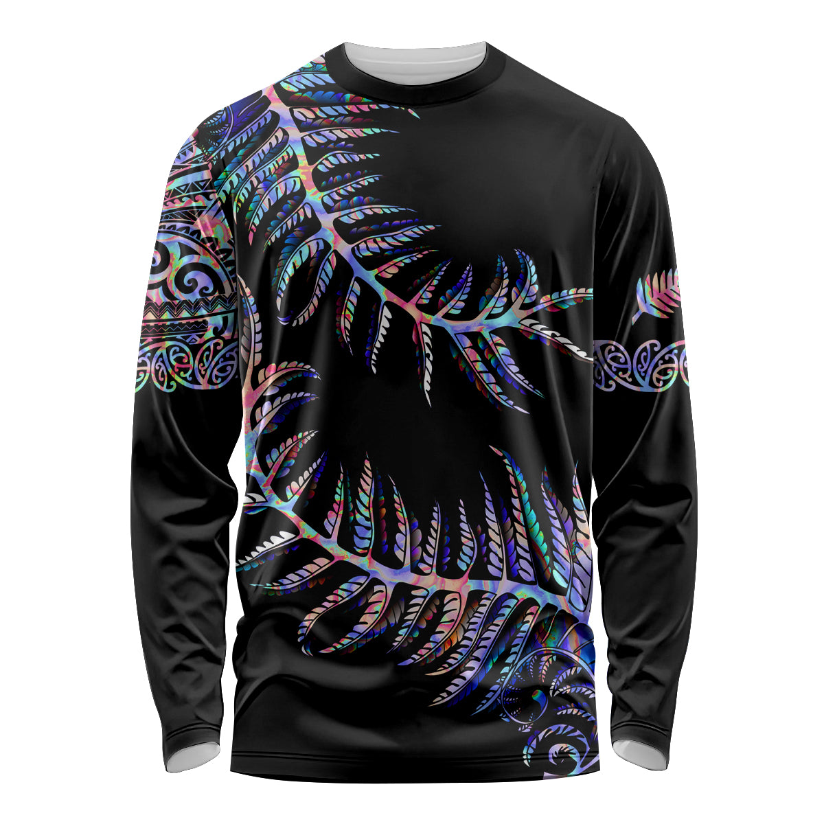 New Zealand Long Sleeve Shirt Aotearoa Silver Fern Mixed Papua Shell Purple Vibe - Wonder Print Shop