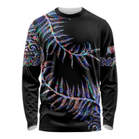 New Zealand Long Sleeve Shirt Aotearoa Silver Fern Mixed Papua Shell Purple Vibe - Wonder Print Shop
