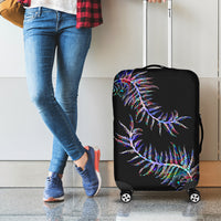 New Zealand Luggage Cover Aotearoa Silver Fern Mixed Papua Shell Purple Vibe - Wonder Print Shop