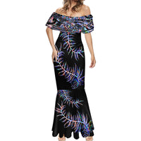 New Zealand Mermaid Dress Aotearoa Silver Fern Mixed Papua Shell Purple Vibe - Wonder Print Shop