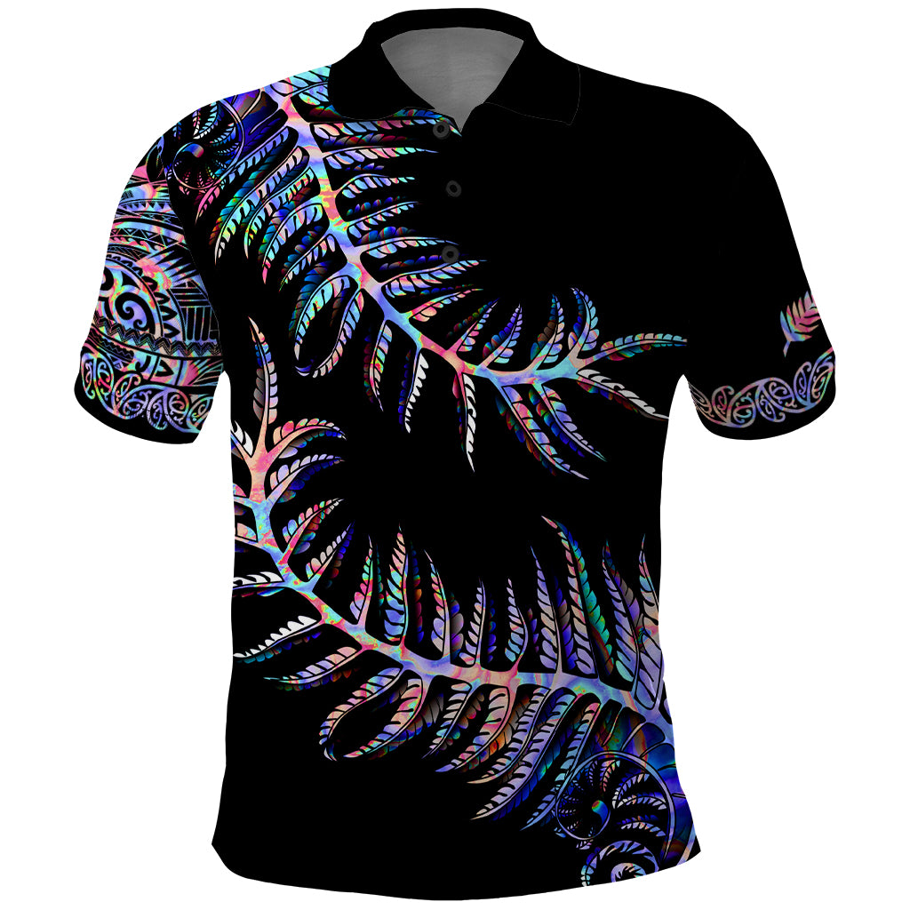 New Zealand Polo Shirt Aotearoa Silver Fern Mixed Papua Shell Purple Vibe - Wonder Print Shop