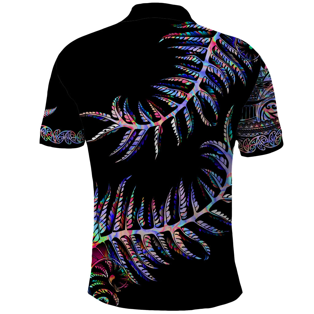 New Zealand Polo Shirt Aotearoa Silver Fern Mixed Papua Shell Purple Vibe - Wonder Print Shop