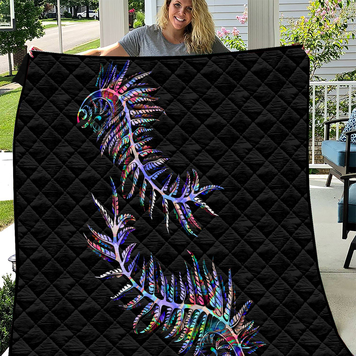 New Zealand Quilt Aotearoa Silver Fern Mixed Papua Shell Purple Vibe - Wonder Print Shop