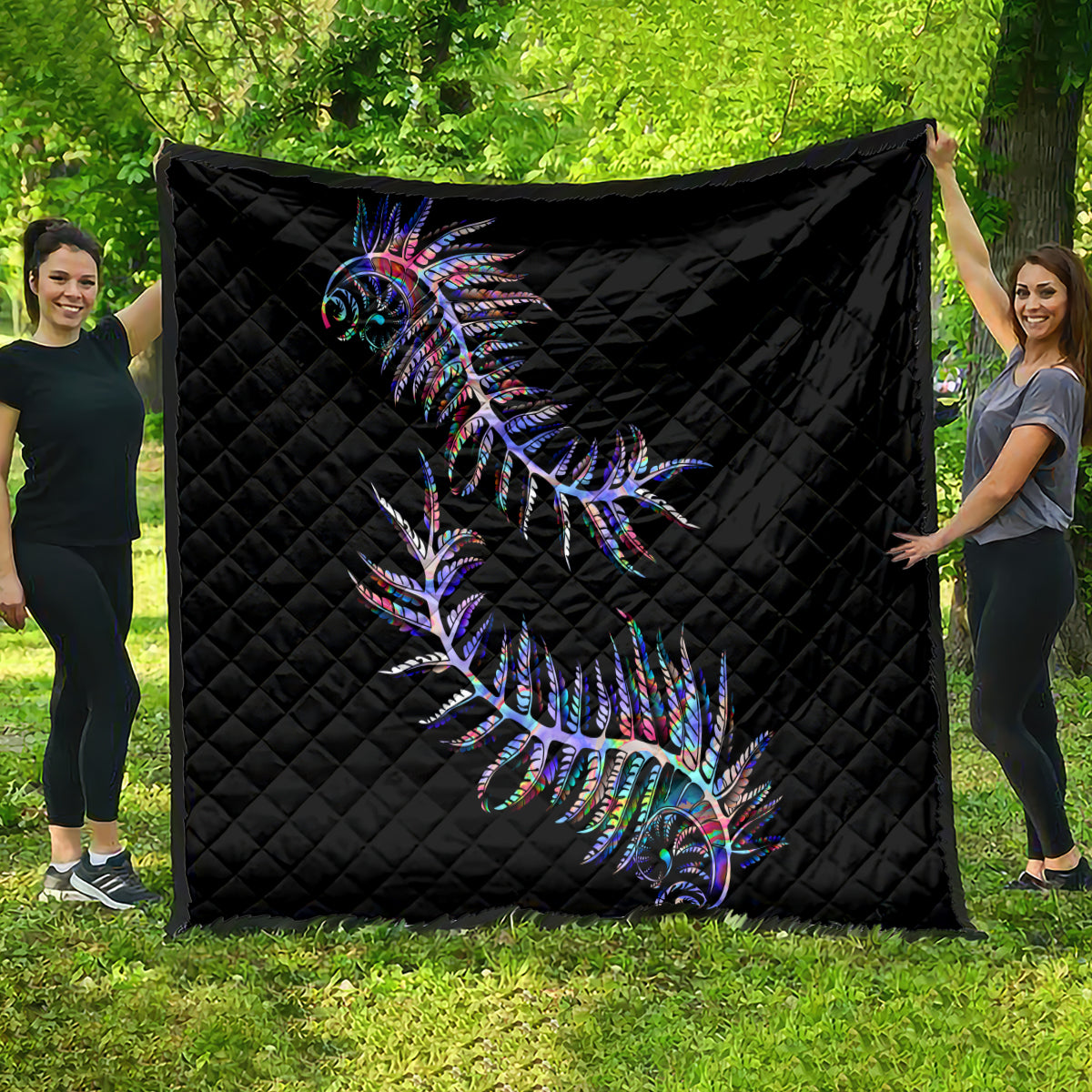 New Zealand Quilt Aotearoa Silver Fern Mixed Papua Shell Purple Vibe - Wonder Print Shop