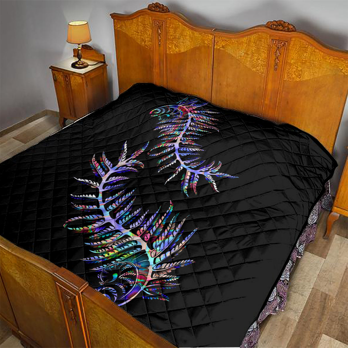 New Zealand Quilt Aotearoa Silver Fern Mixed Papua Shell Purple Vibe - Wonder Print Shop