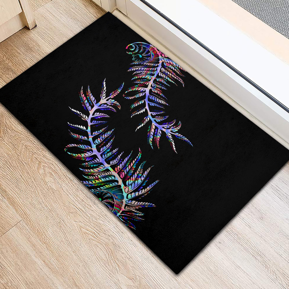 New Zealand Rubber Doormat Aotearoa Silver Fern Mixed Papua Shell Purple Vibe - Wonder Print Shop