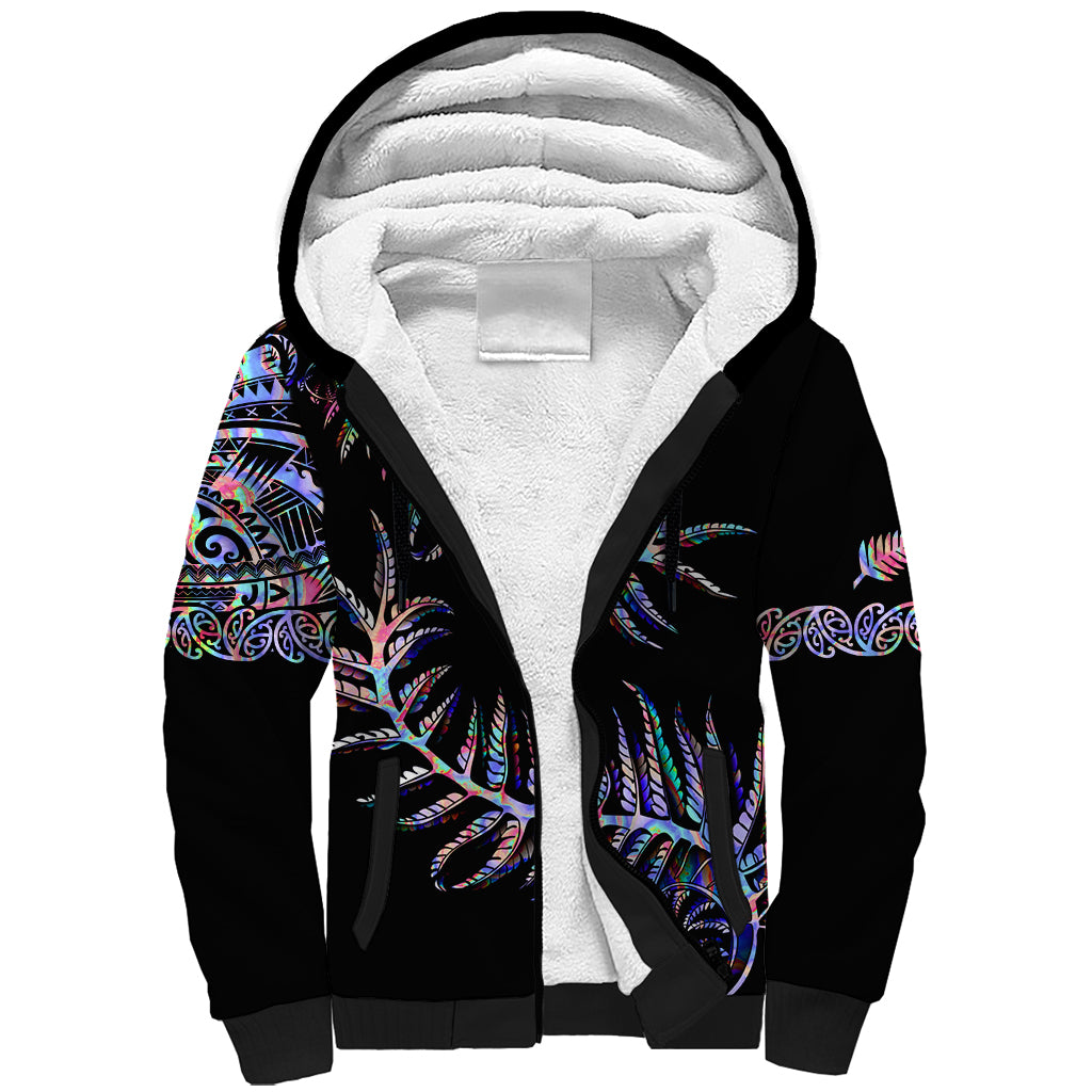 New Zealand Sherpa Hoodie Aotearoa Silver Fern Mixed Papua Shell Purple Vibe - Wonder Print Shop