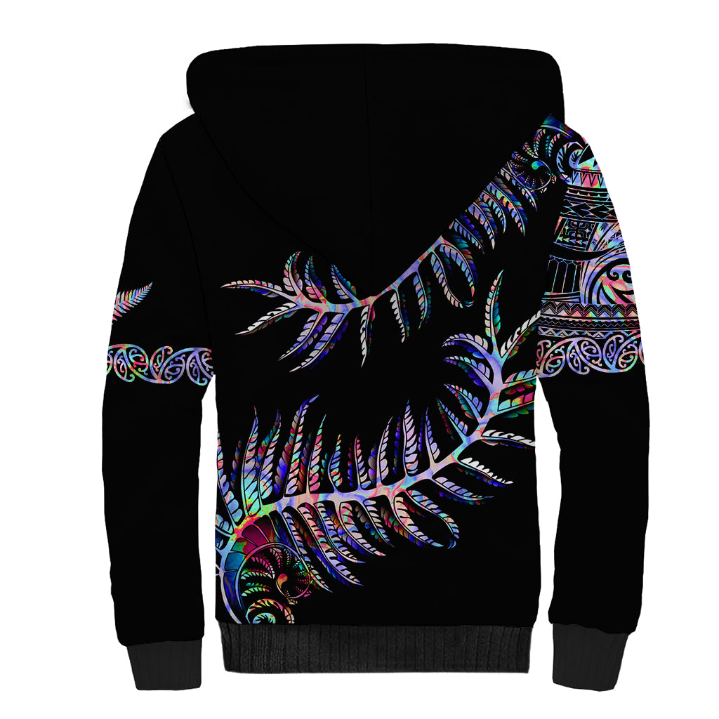 New Zealand Sherpa Hoodie Aotearoa Silver Fern Mixed Papua Shell Purple Vibe - Wonder Print Shop