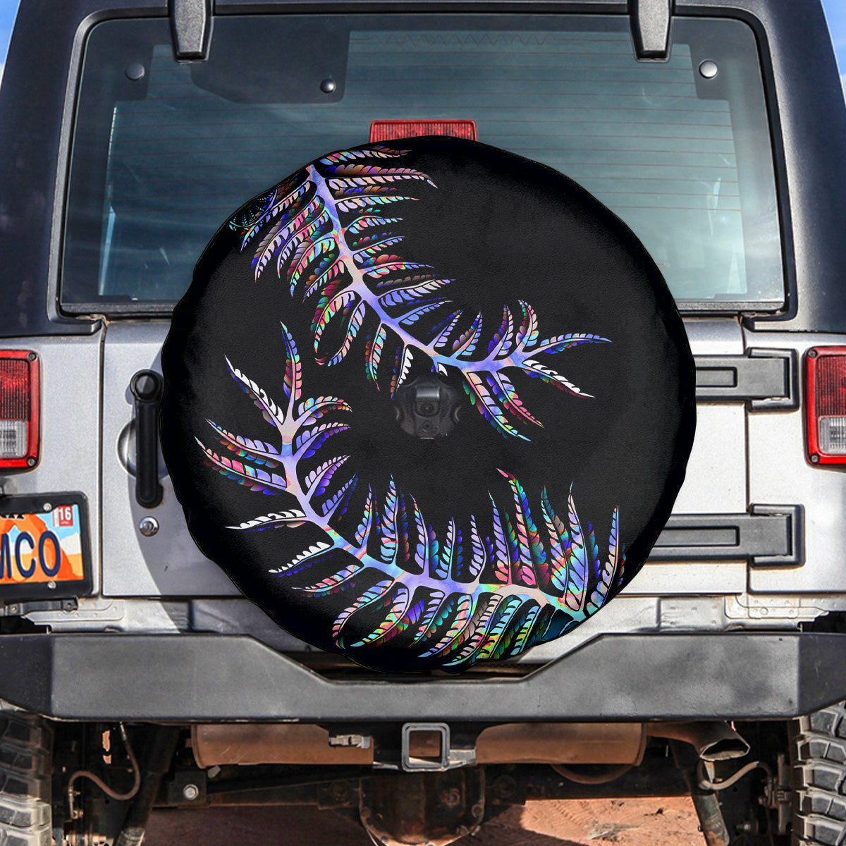 New Zealand Spare Tire Cover Aotearoa Silver Fern Mixed Papua Shell Purple Vibe - Wonder Print Shop