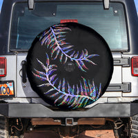 New Zealand Spare Tire Cover Aotearoa Silver Fern Mixed Papua Shell Purple Vibe - Wonder Print Shop