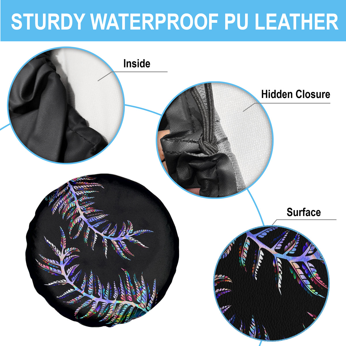 New Zealand Spare Tire Cover Aotearoa Silver Fern Mixed Papua Shell Purple Vibe - Wonder Print Shop