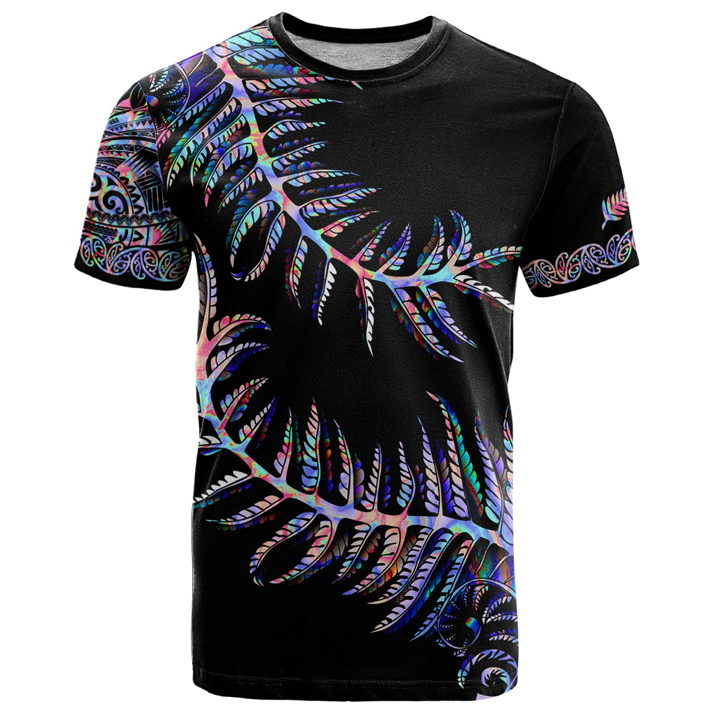 New Zealand T Shirt Aotearoa Silver Fern Mixed Papua Shell Purple Vibe - Wonder Print Shop