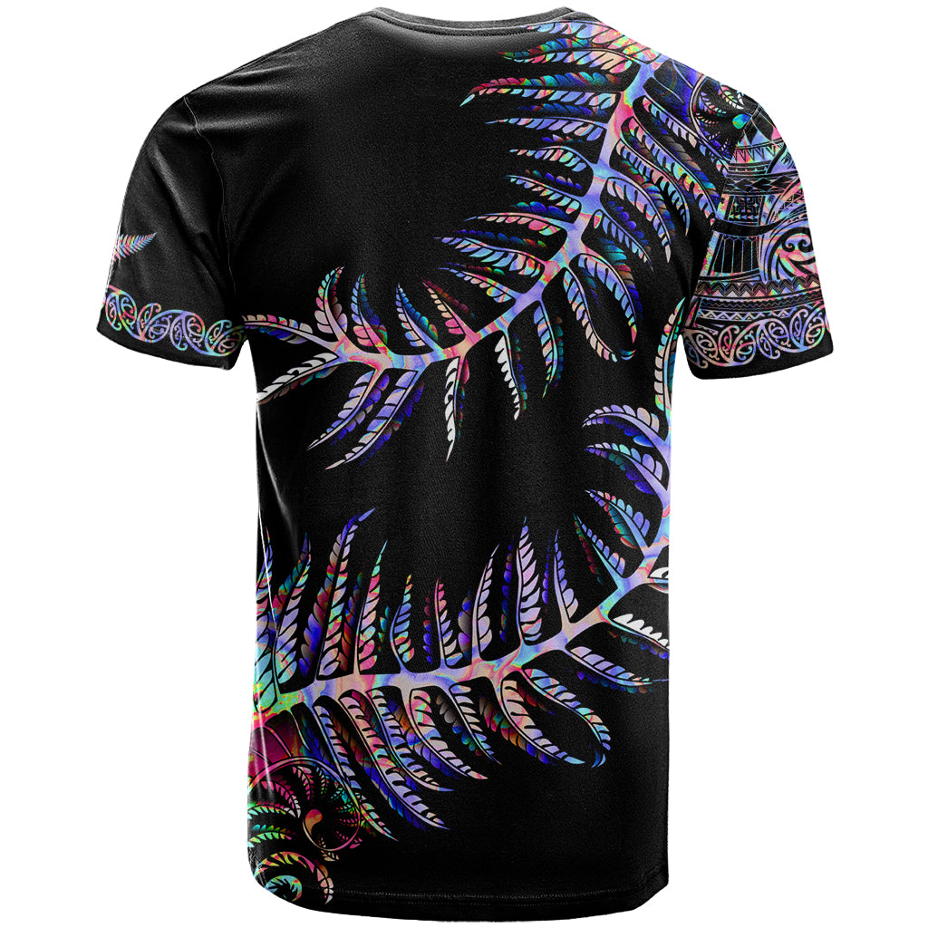 New Zealand T Shirt Aotearoa Silver Fern Mixed Papua Shell Purple Vibe - Wonder Print Shop