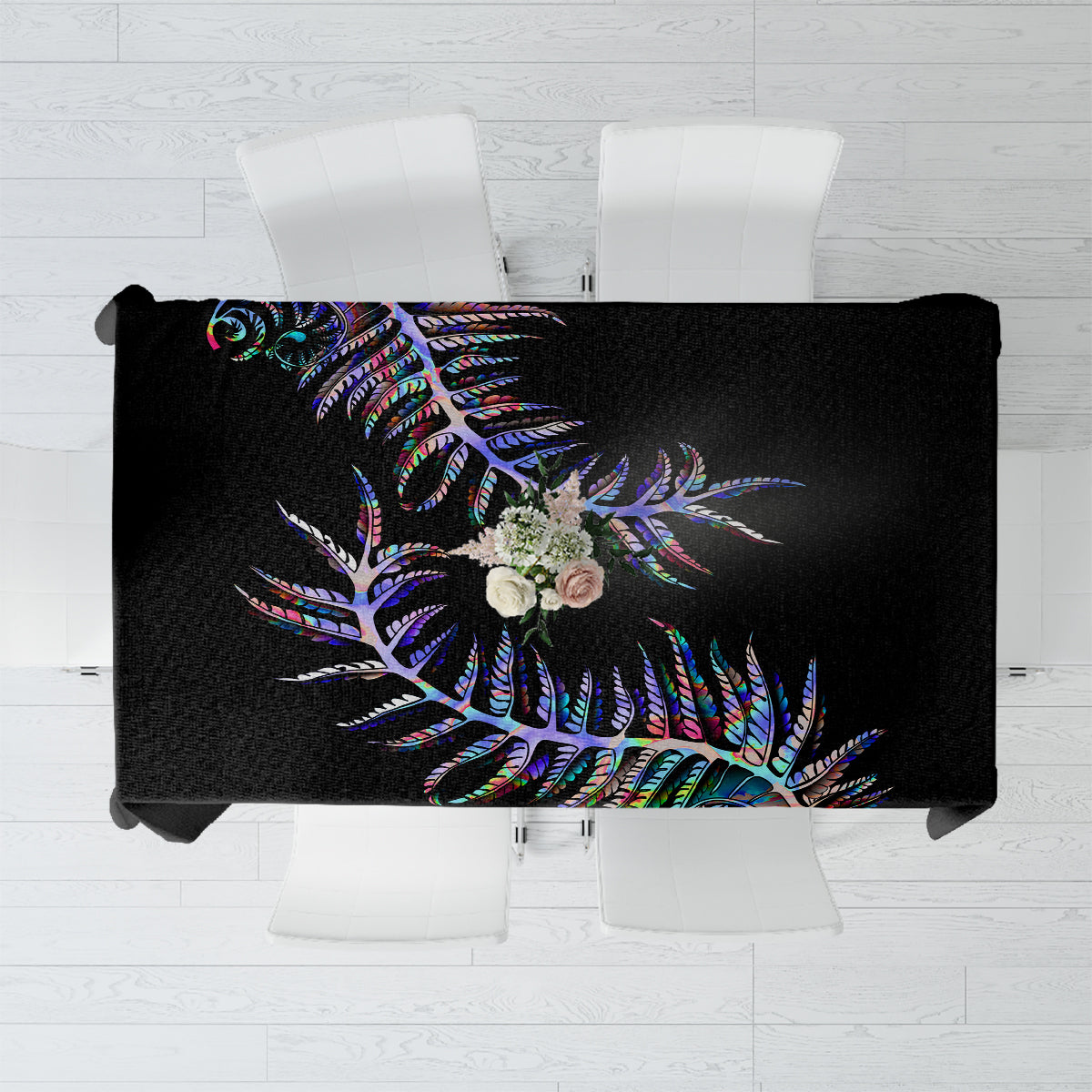 New Zealand Tablecloth Aotearoa Silver Fern Mixed Papua Shell Purple Vibe - Wonder Print Shop