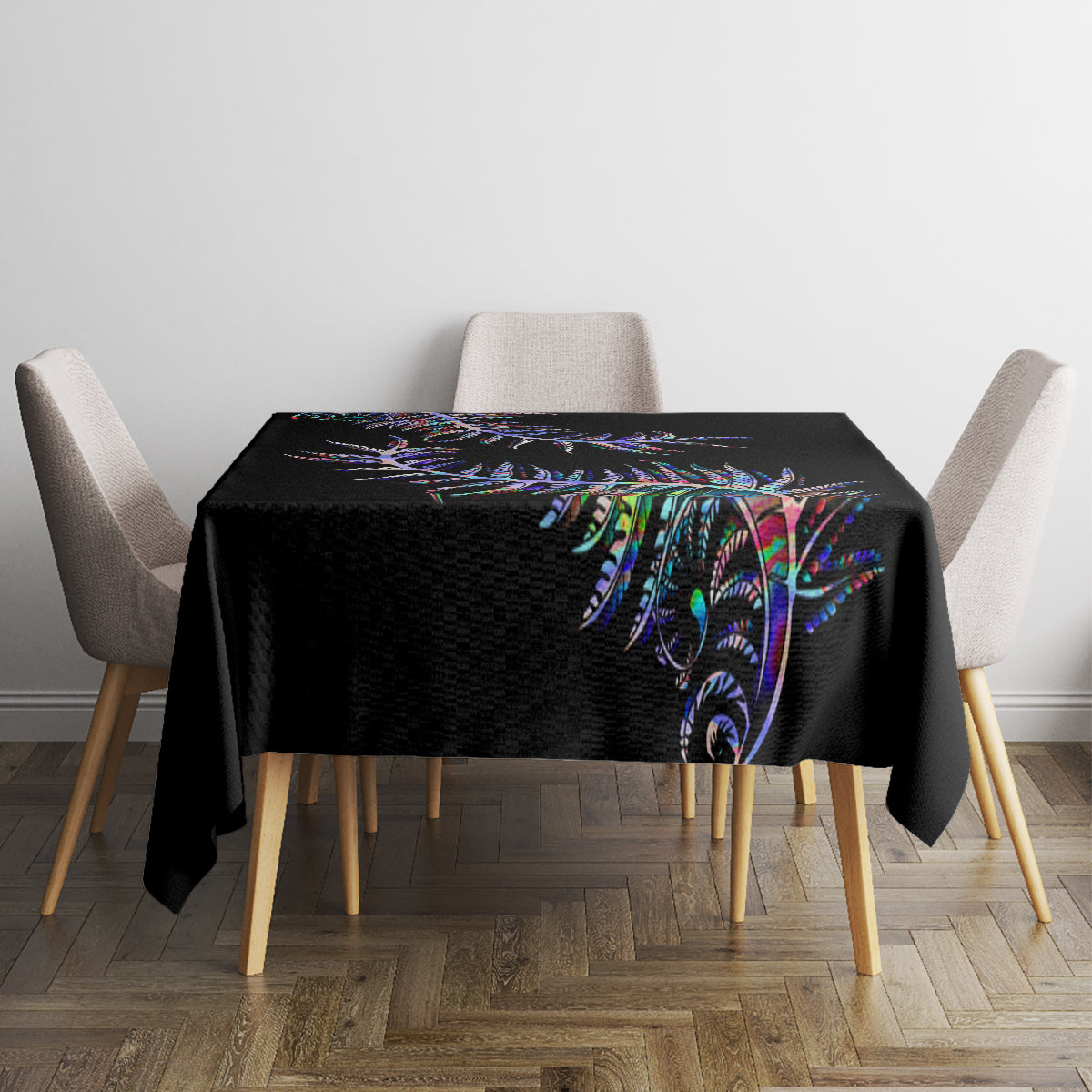 New Zealand Tablecloth Aotearoa Silver Fern Mixed Papua Shell Purple Vibe - Wonder Print Shop