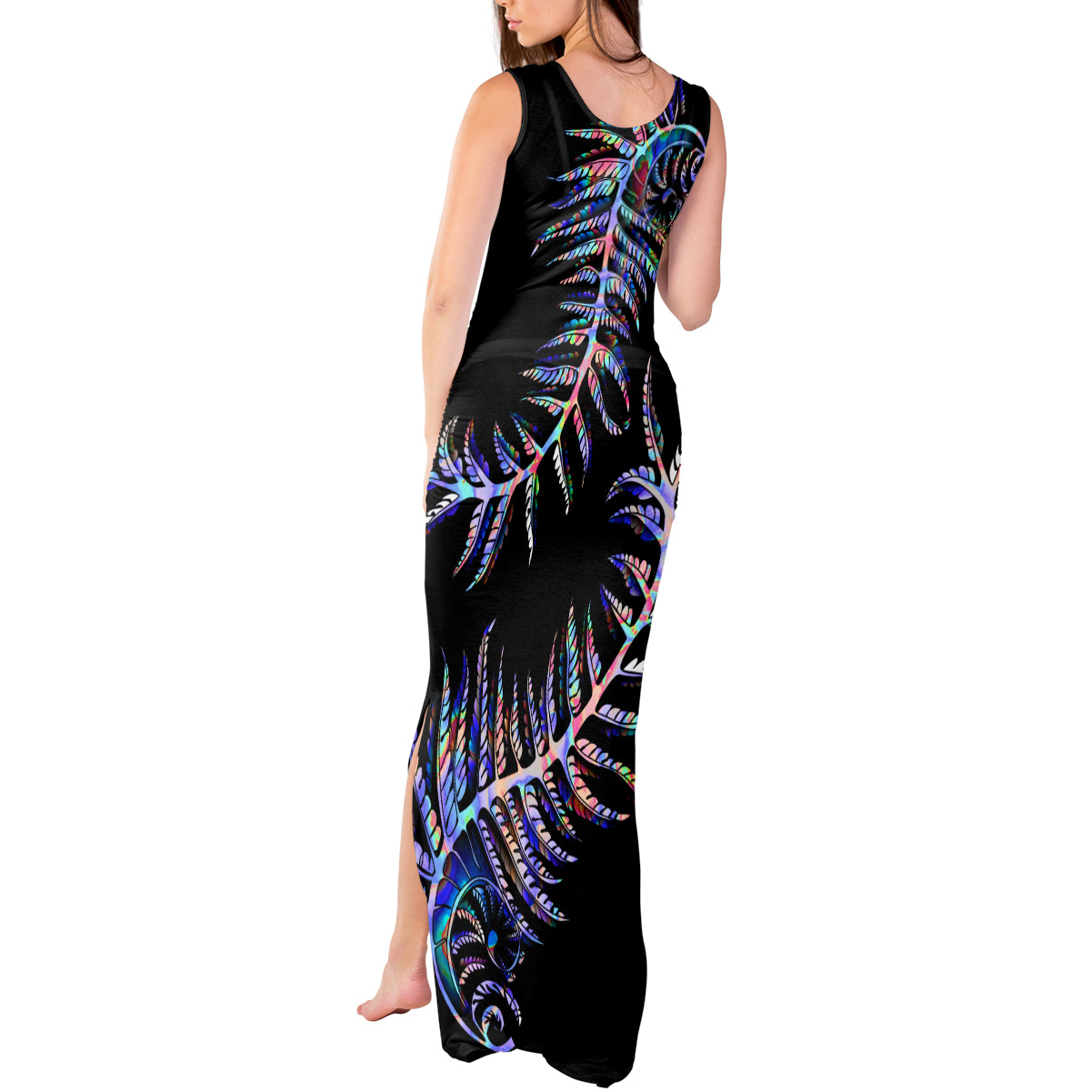 New Zealand Tank Maxi Dress Aotearoa Silver Fern Mixed Papua Shell Purple Vibe - Wonder Print Shop