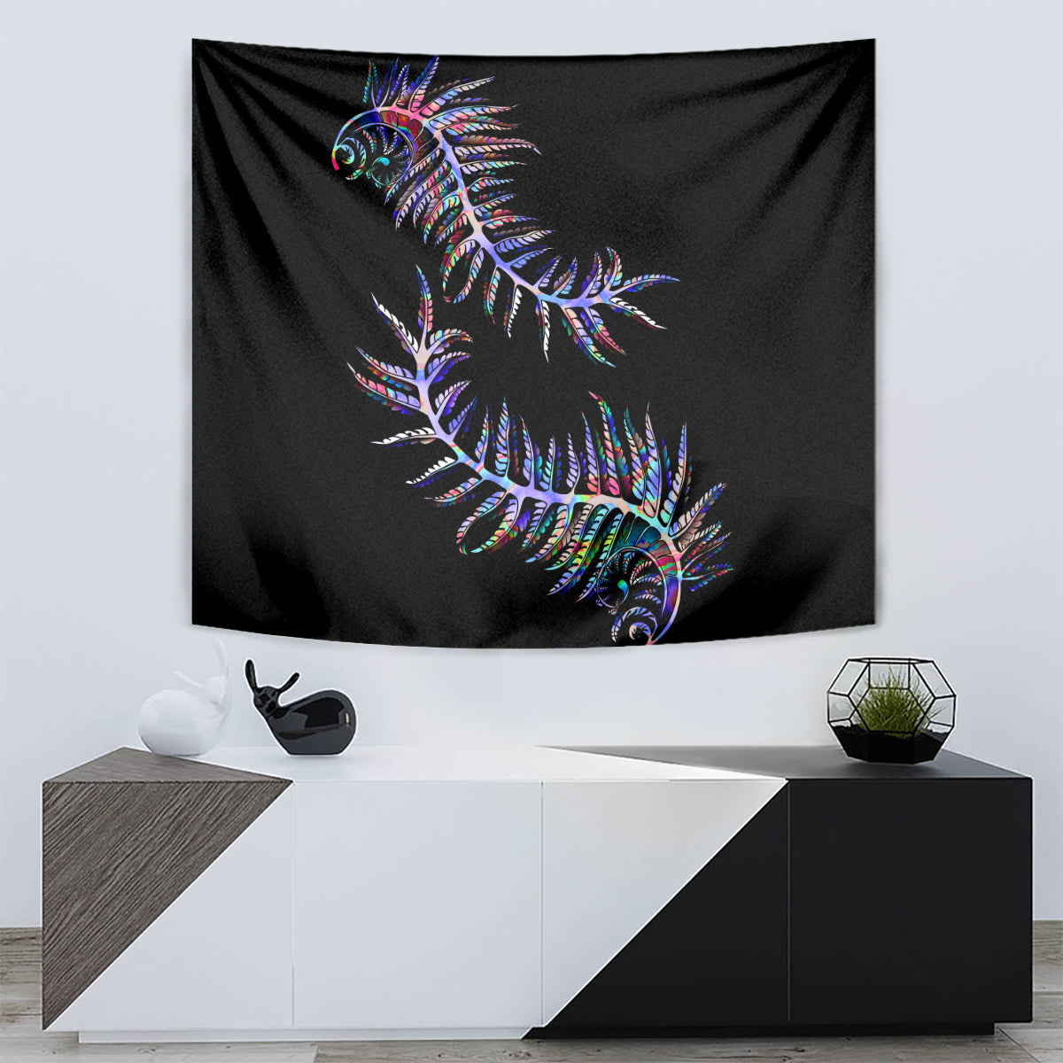 New Zealand Tapestry Aotearoa Silver Fern Mixed Papua Shell Purple Vibe - Wonder Print Shop