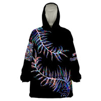 New Zealand Wearable Blanket Hoodie Aotearoa Silver Fern Mixed Papua Shell Purple Vibe - Wonder Print Shop