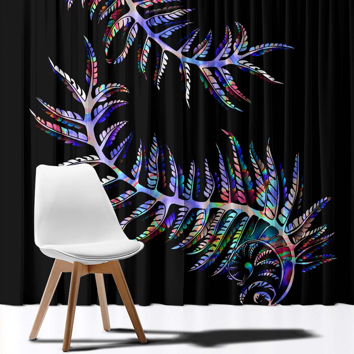 New Zealand Window Curtain Aotearoa Silver Fern Mixed Papua Shell Purple Vibe - Wonder Print Shop