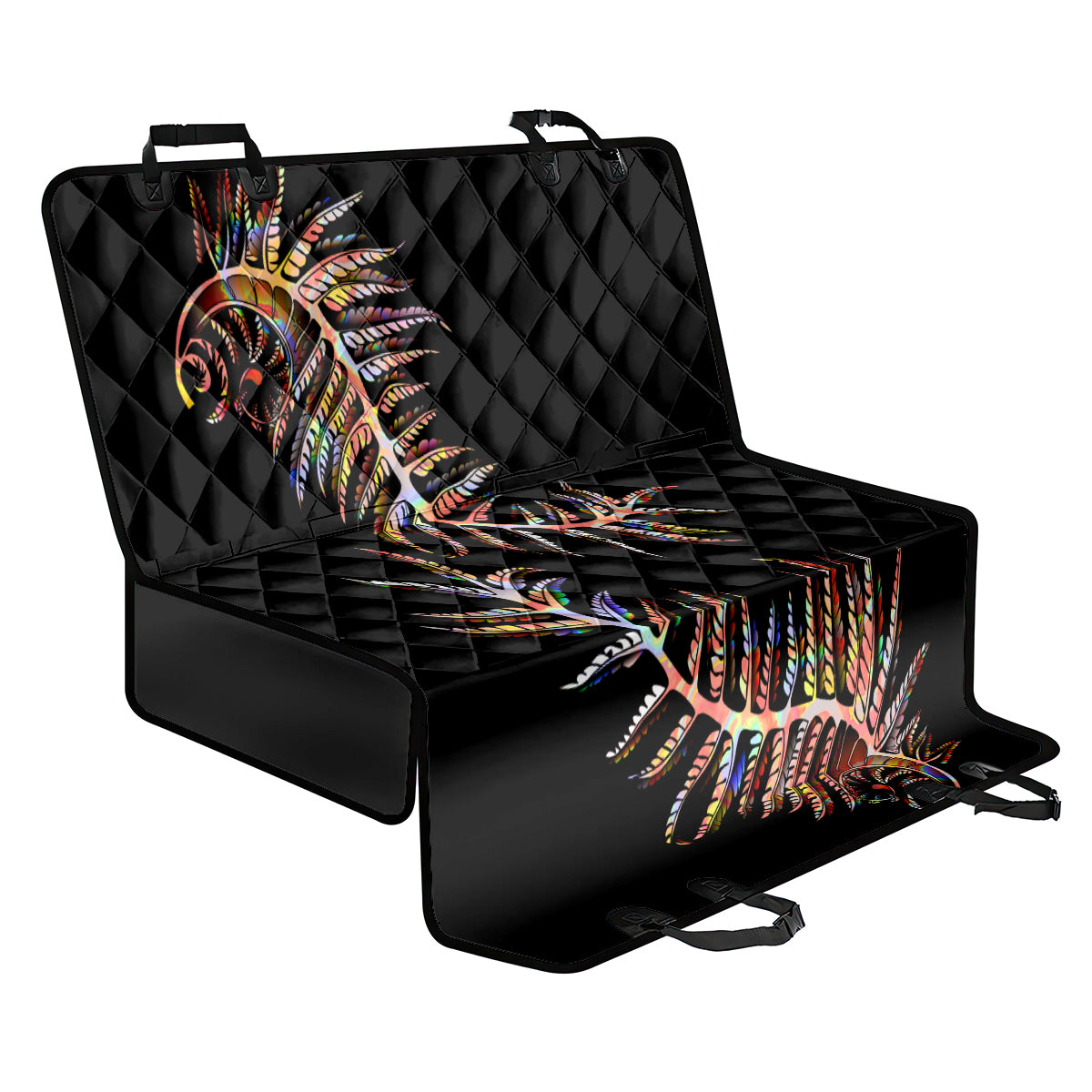 New Zealand Back Car Seat Cover Aotearoa Silver Fern Mixed Papua Shell Red Vibe LT9 - Wonder Print Shop