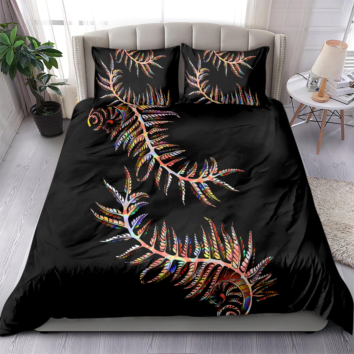 New Zealand Bedding Set Aotearoa Silver Fern Mixed Papua Shell Red Vibe LT9 - Wonder Print Shop