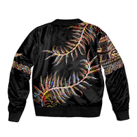 New Zealand Bomber Jacket Aotearoa Silver Fern Mixed Papua Shell Red Vibe LT9 - Wonder Print Shop
