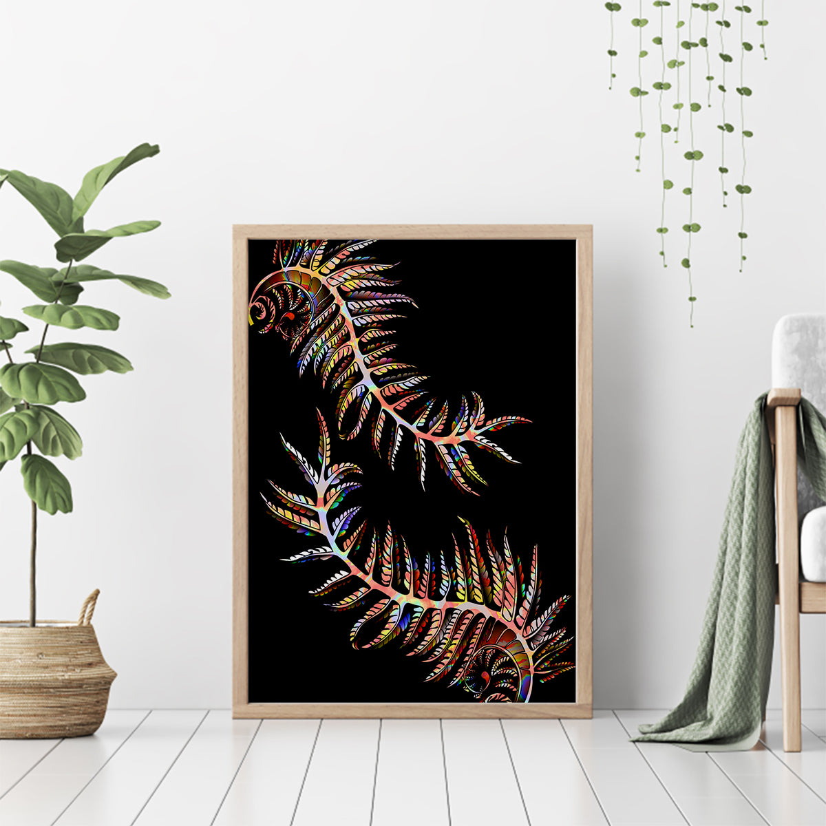New Zealand Canvas Wall Art Aotearoa Silver Fern Mixed Papua Shell Red Vibe LT9 - Wonder Print Shop