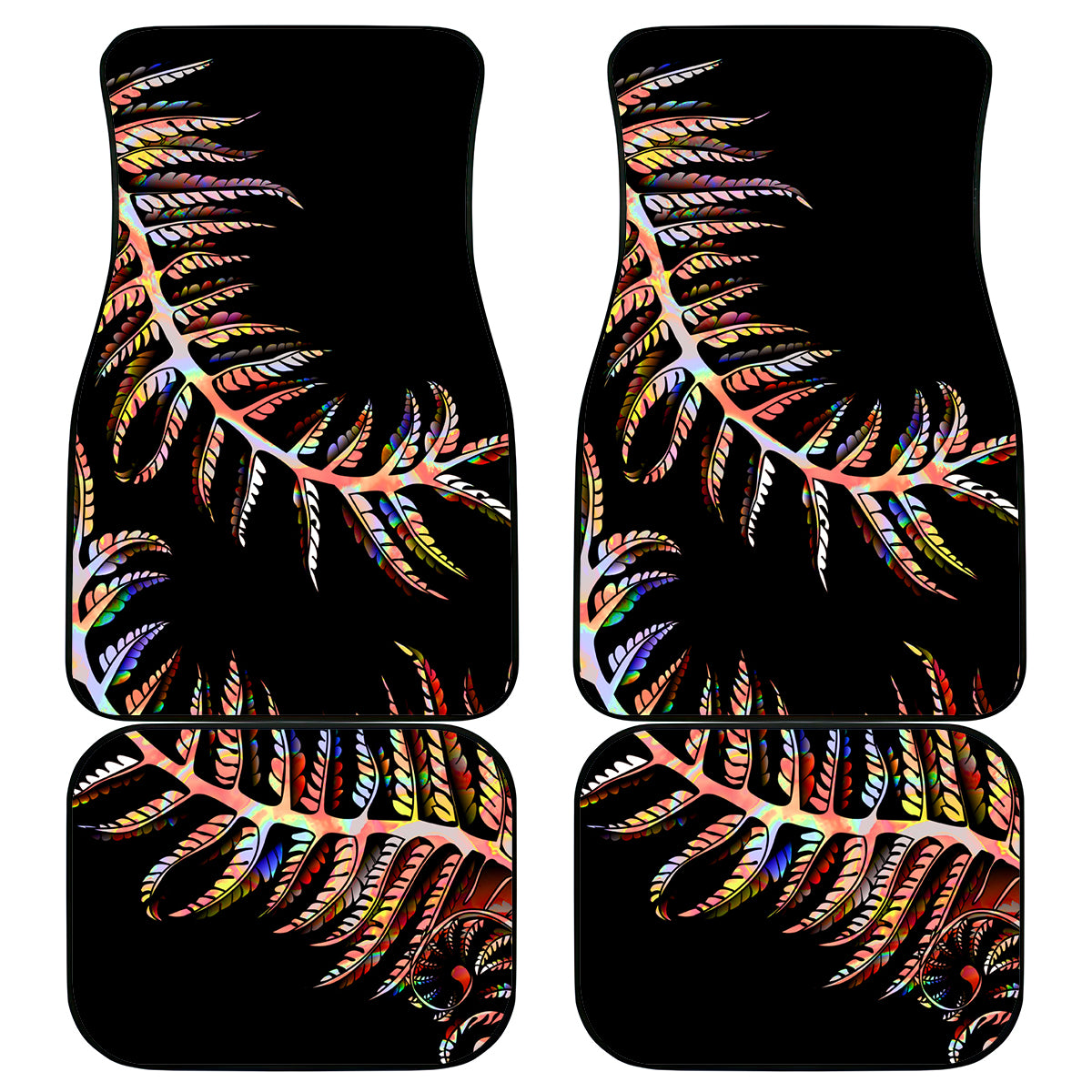 New Zealand Car Mats Aotearoa Silver Fern Mixed Papua Shell Red Vibe LT9 - Wonder Print Shop