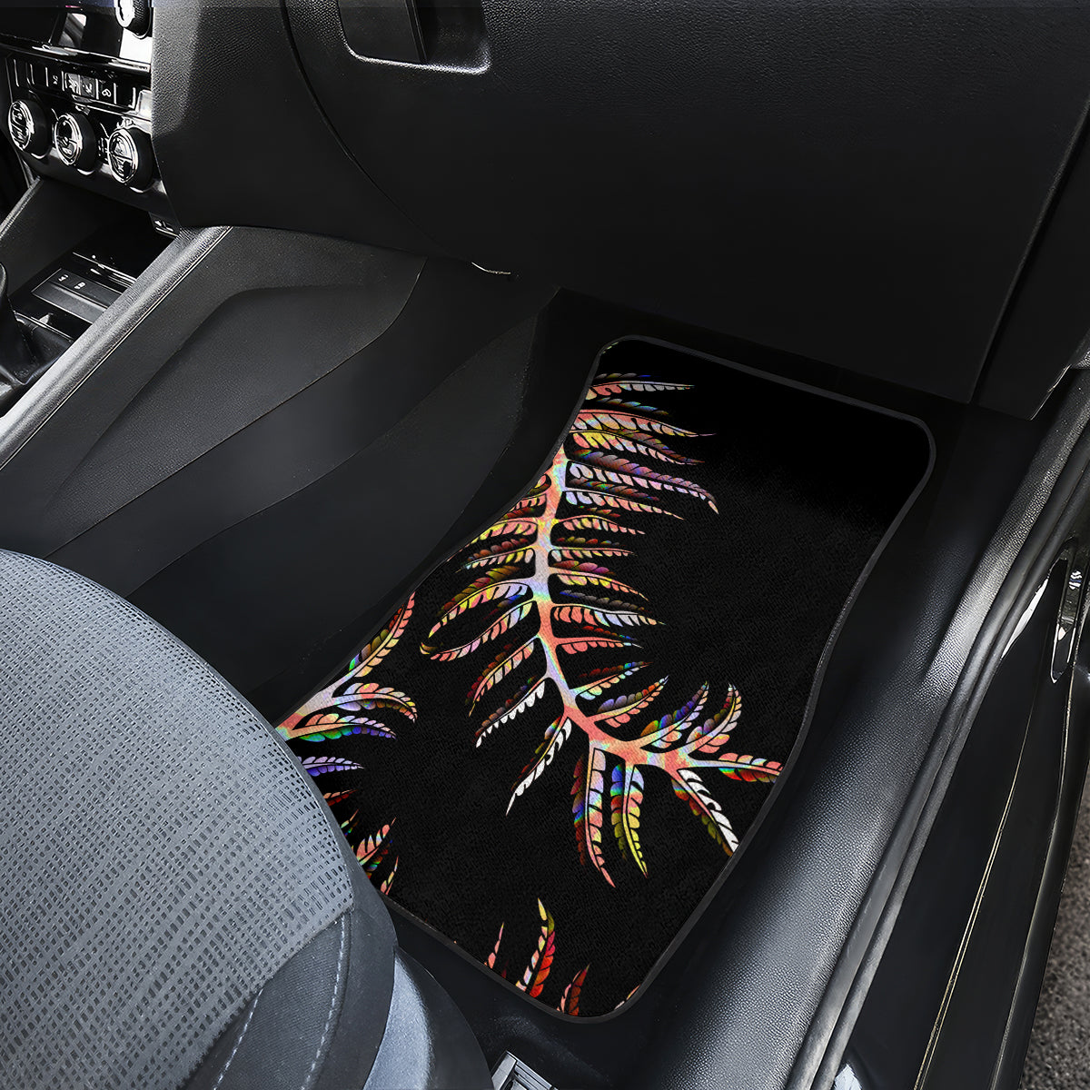 New Zealand Car Mats Aotearoa Silver Fern Mixed Papua Shell Red Vibe LT9 - Wonder Print Shop