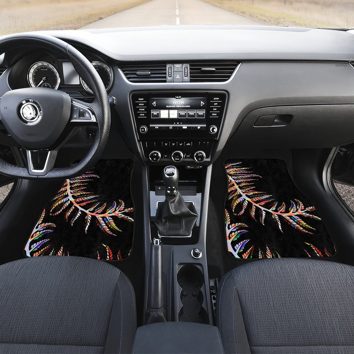 New Zealand Car Mats Aotearoa Silver Fern Mixed Papua Shell Red Vibe LT9 - Wonder Print Shop