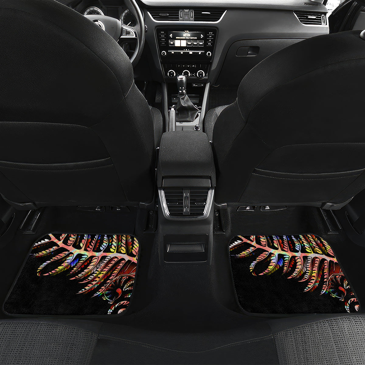 New Zealand Car Mats Aotearoa Silver Fern Mixed Papua Shell Red Vibe LT9 - Wonder Print Shop