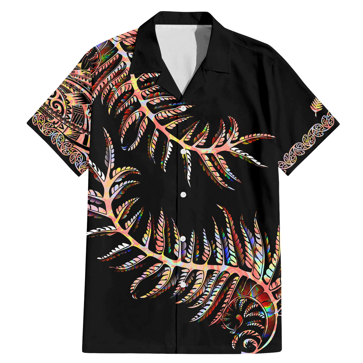 New Zealand Family Matching Mermaid Dress and Hawaiian Shirt Aotearoa Silver Fern Mixed Papua Shell Red Vibe LT9 - Wonder Print Shop