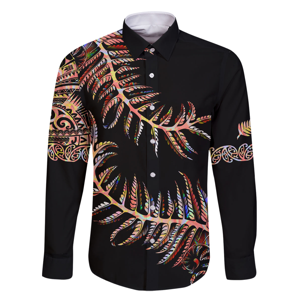 New Zealand Family Matching Mermaid Dress and Hawaiian Shirt Aotearoa Silver Fern Mixed Papua Shell Red Vibe LT9 - Wonder Print Shop