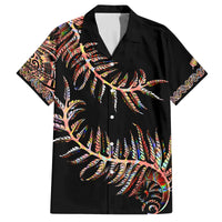 New Zealand Family Matching Off Shoulder Long Sleeve Dress and Hawaiian Shirt Aotearoa Silver Fern Mixed Papua Shell Red Vibe - Wonder Print Shop