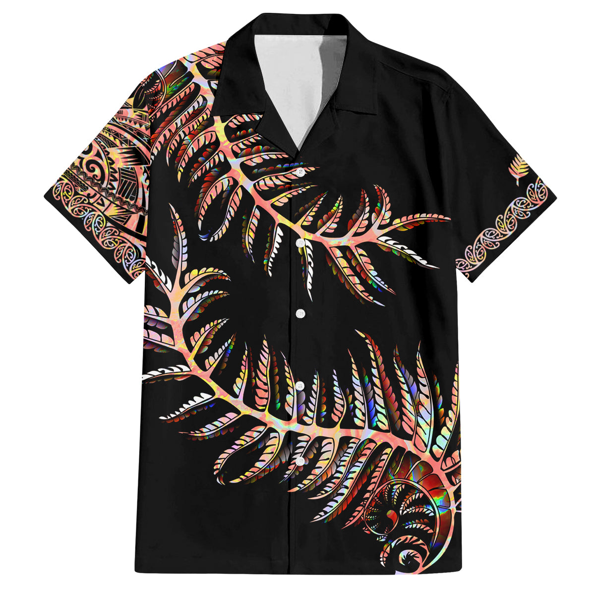 New Zealand Family Matching Off Shoulder Maxi Dress and Hawaiian Shirt Aotearoa Silver Fern Mixed Papua Shell Red Vibe LT9 - Wonder Print Shop