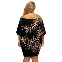 New Zealand Family Matching Off Shoulder Short Dress and Hawaiian Shirt Aotearoa Silver Fern Mixed Papua Shell Red Vibe LT9 - Wonder Print Shop