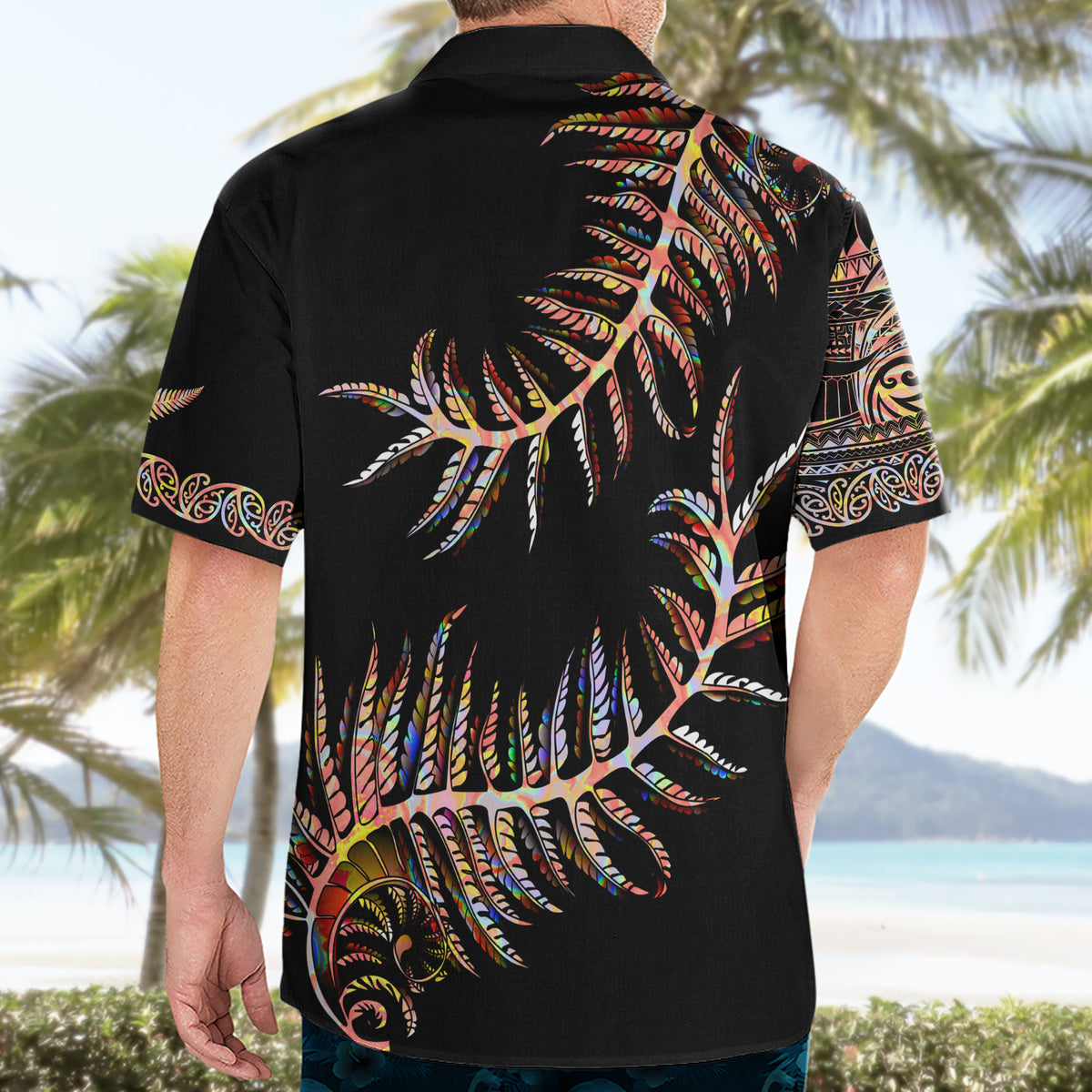 New Zealand Hawaiian Shirt Aotearoa Silver Fern Mixed Papua Shell Red Vibe - Wonder Print Shop