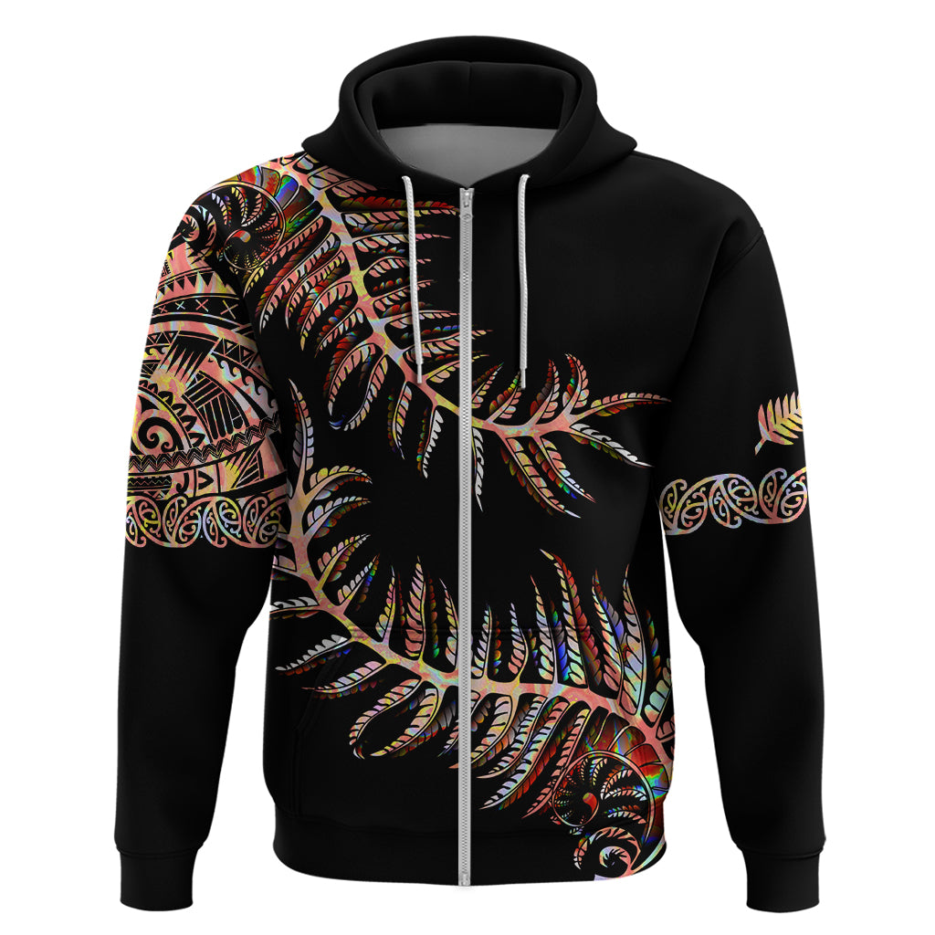 New Zealand Hoodie Aotearoa Silver Fern Mixed Papua Shell Red Vibe - Wonder Print Shop