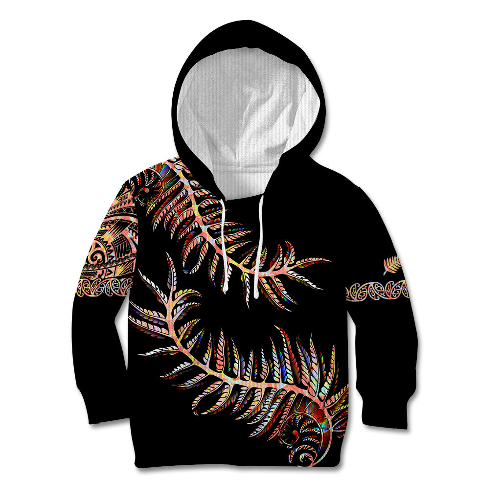 New Zealand Kid Hoodie Aotearoa Silver Fern Mixed Papua Shell Red Vibe - Wonder Print Shop