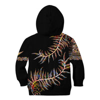 New Zealand Kid Hoodie Aotearoa Silver Fern Mixed Papua Shell Red Vibe - Wonder Print Shop