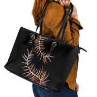 New Zealand Leather Tote Bag Aotearoa Silver Fern Mixed Papua Shell Red Vibe - Wonder Print Shop