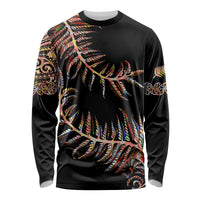 New Zealand Long Sleeve Shirt Aotearoa Silver Fern Mixed Papua Shell Red Vibe - Wonder Print Shop