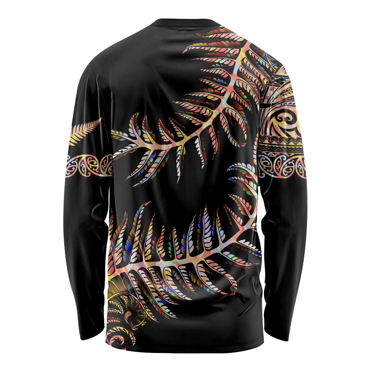 New Zealand Long Sleeve Shirt Aotearoa Silver Fern Mixed Papua Shell Red Vibe - Wonder Print Shop