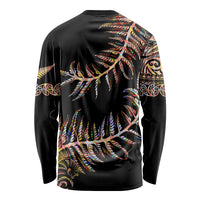 New Zealand Long Sleeve Shirt Aotearoa Silver Fern Mixed Papua Shell Red Vibe - Wonder Print Shop