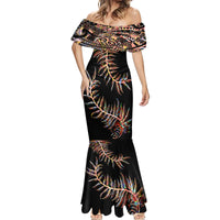 New Zealand Mermaid Dress Aotearoa Silver Fern Mixed Papua Shell Red Vibe - Wonder Print Shop