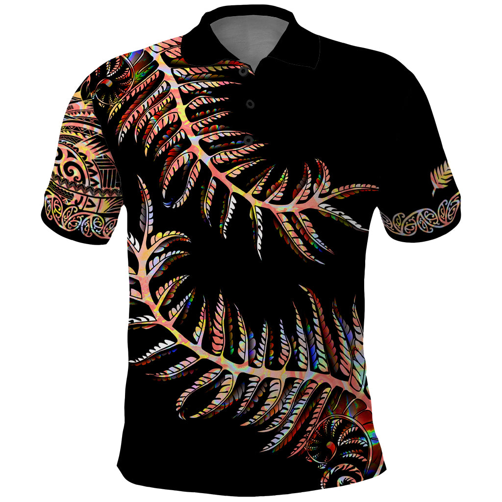 New Zealand Polo Shirt Aotearoa Silver Fern Mixed Papua Shell Red Vibe - Wonder Print Shop