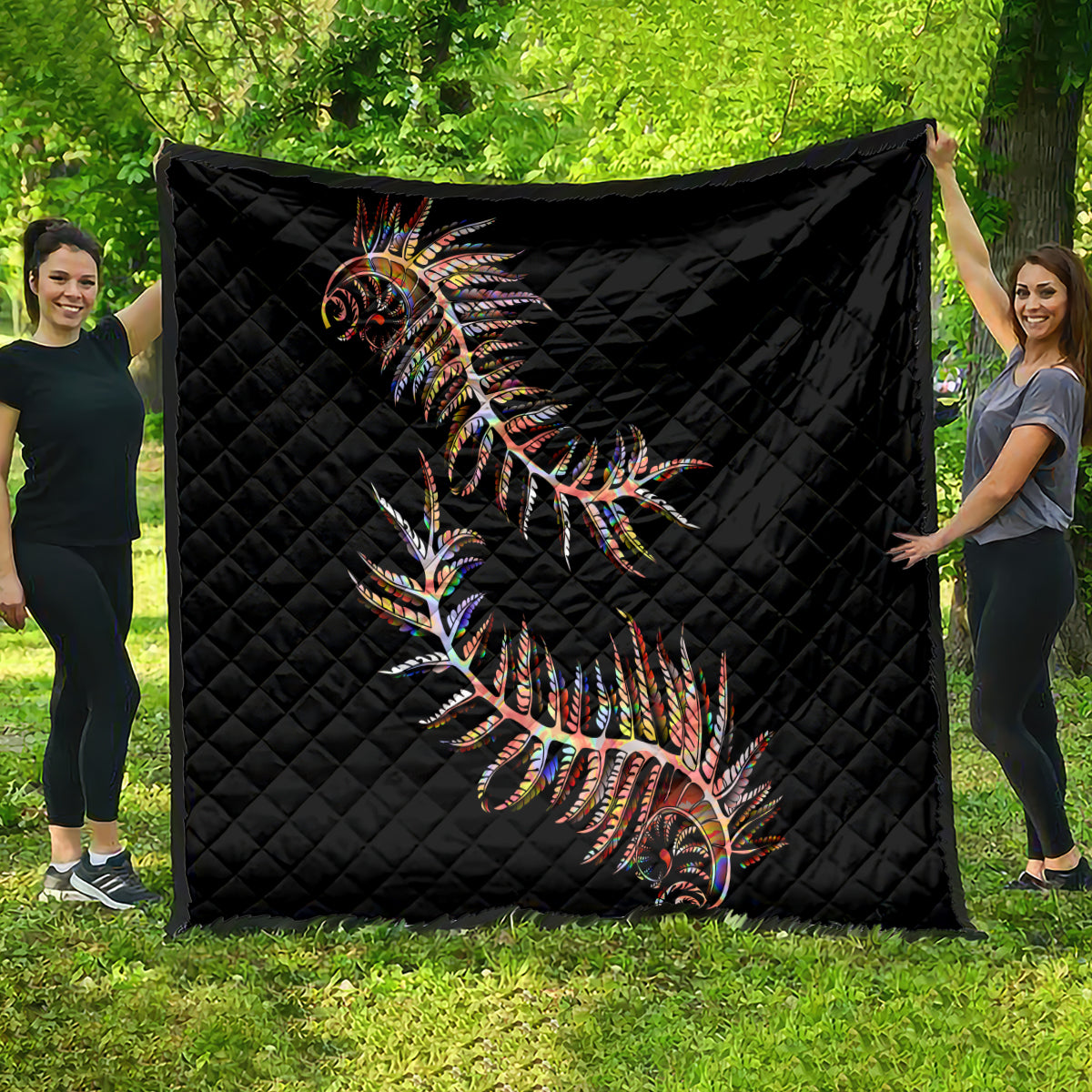 New Zealand Quilt Aotearoa Silver Fern Mixed Papua Shell Red Vibe - Wonder Print Shop