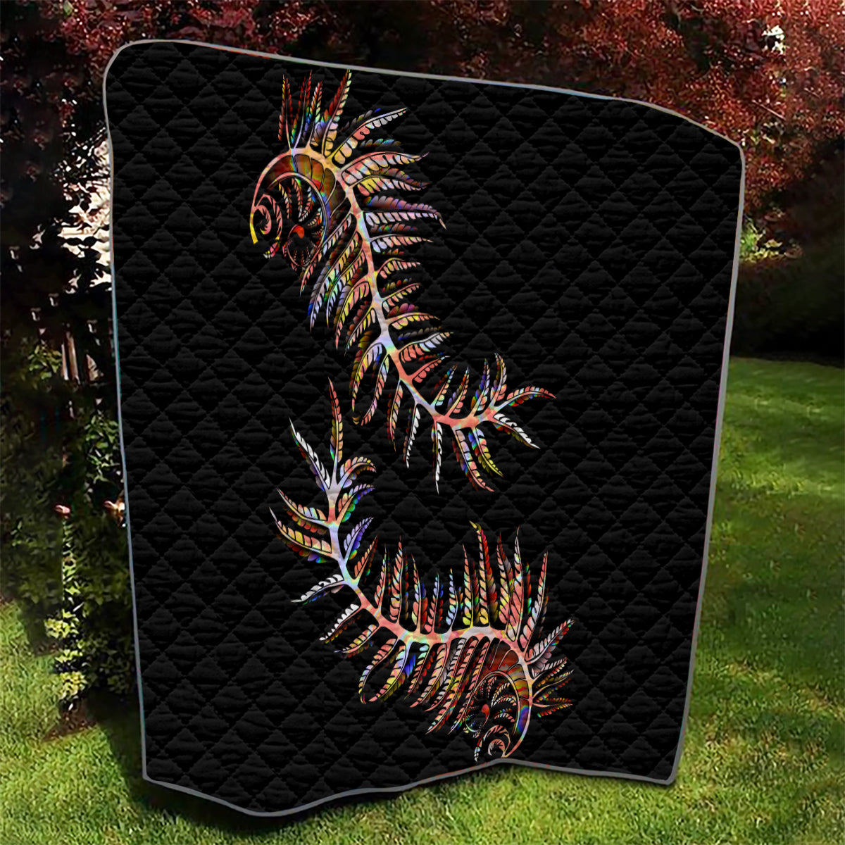 New Zealand Quilt Aotearoa Silver Fern Mixed Papua Shell Red Vibe - Wonder Print Shop